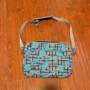 Adidas Geometric Gray and Blue laptop messenger Bag
